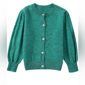 Zara, worn once, Knit cardigan with rhinestone buttons, S, Green